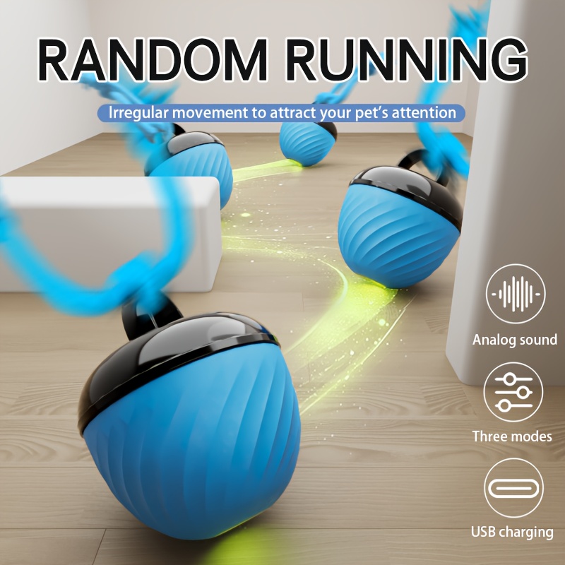 1 interactive ball toy sports bite resistant dog ball usb charging tail rope with barking indoor pet rolling game suitable for small medium sized dogs relieves boredom and stimulates chewing Product details 5