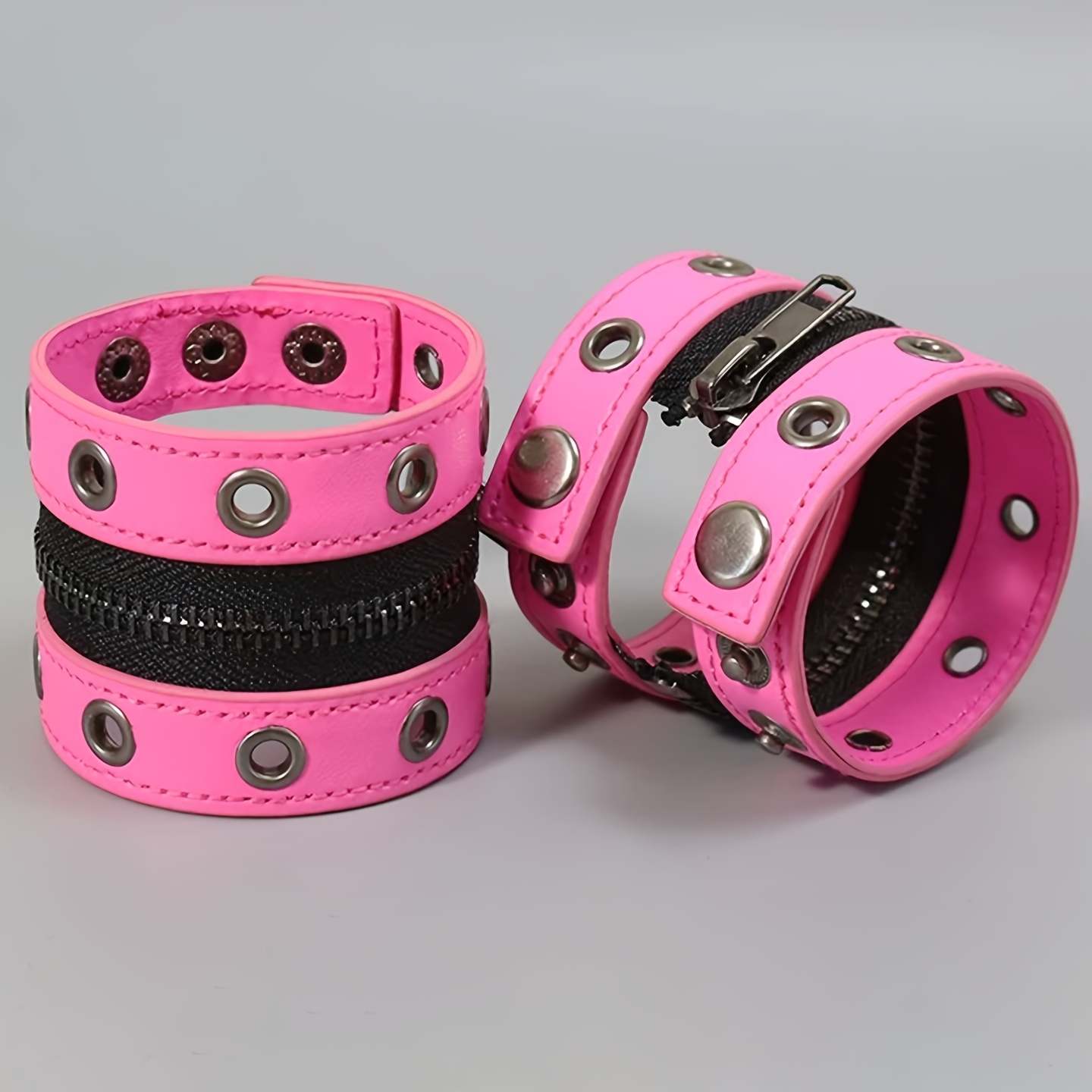 Gothic PU Wide Bracelet, Punk Rock Style for Couples