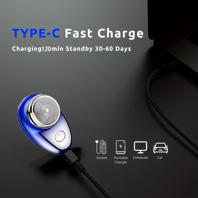 Afeitadora rotativa compacta USB recargable para hombre, con cuerpo de acero inoxidable para un afeitado suave, ideal para viajes y un gran regalo para el Día del Padre para papás y maridos
