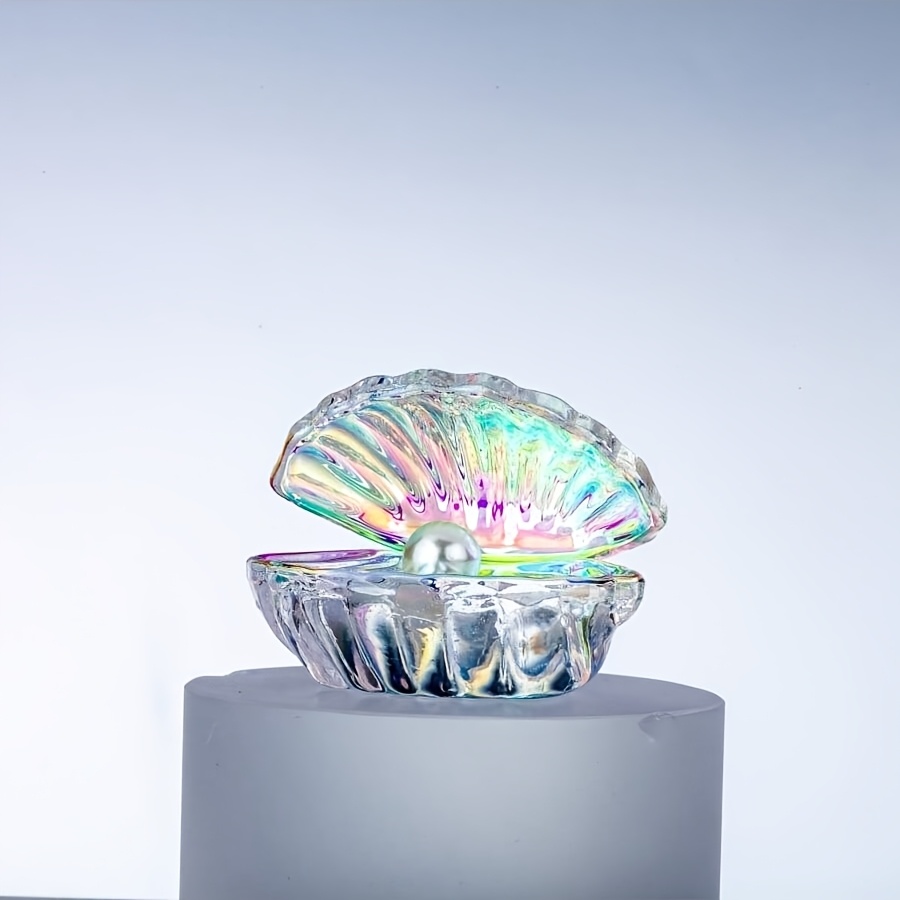 TEMU Kristallen Glas Schelp met Parel Beeldje, Huis Tafeldecoratie Ornament, Optioneel, Perfect Cadeau voor Slaapkamer/Badkamer