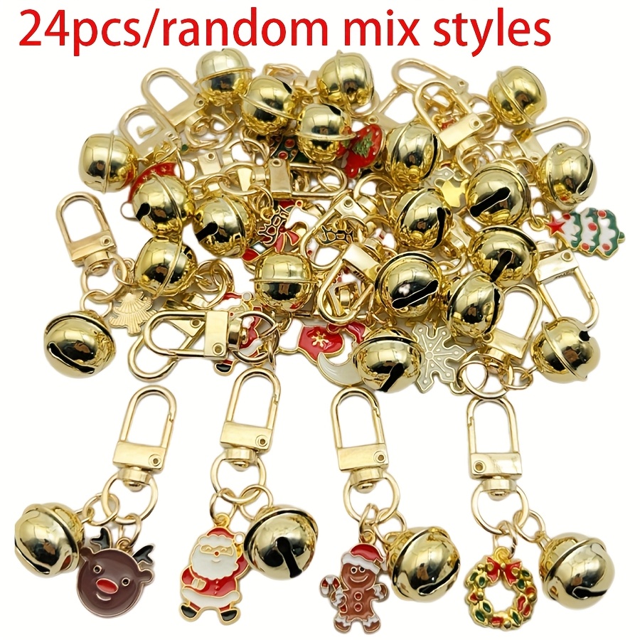 TEMU 24pcs Random Christmas Theme Keychain Set With Charms, Cute Bag Key Accessories, Ideal Gift For Christmas Decorations