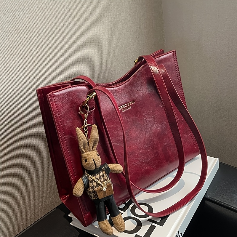 Bolso Tote Elegante para Mujer Bolso de y Bandolera de Gran Capacidad  con Correa Ajustable, Cierre de Cremallera y Colgante d