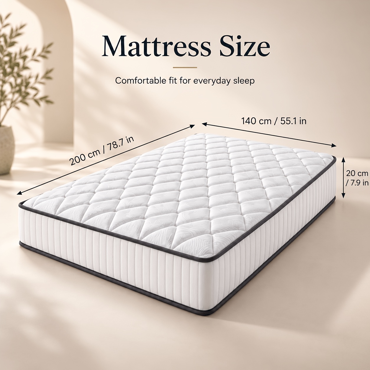 Image of Adult Ergonomic Mattress 140x200cm H4, 20cm Height With 7-zone & Foam