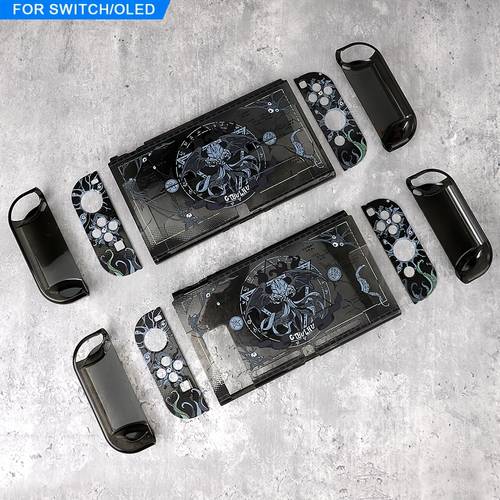 for switch oled krusu hard shell case with detachable cover controller cases semi transparent protective cover suitable for ns oled tv dock compatible case handle back cover lightweight for switch console