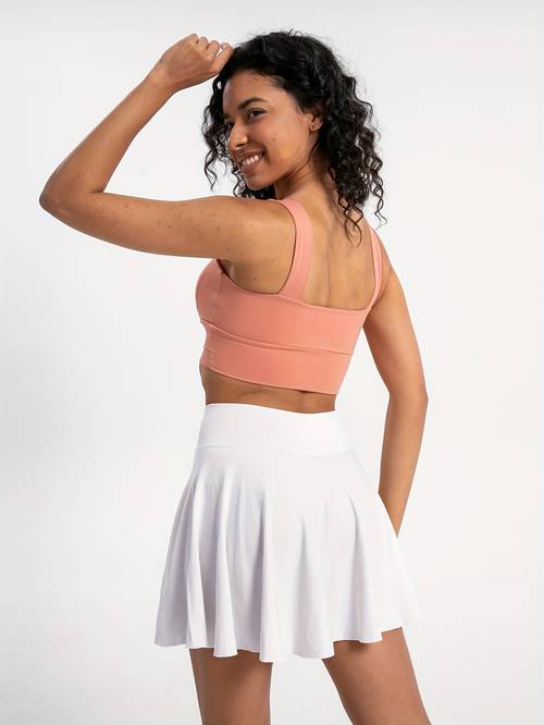 womens high waist pleated sports skirt stretchy lightweight polyester tennis casual wear machine washable beige
