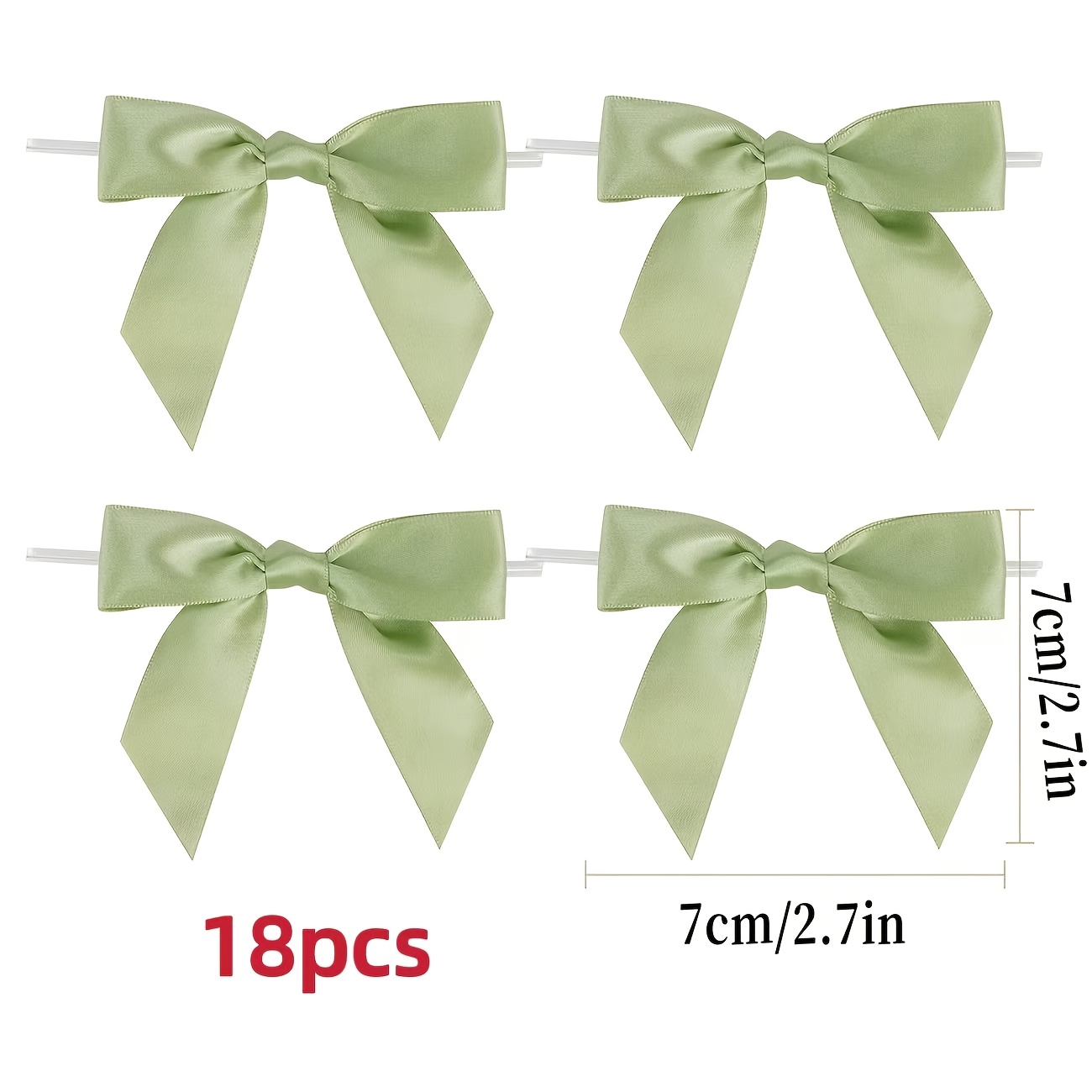 TEMU Lot de 18 nœuds en ruban de satin, nœud torsadé vert sauge, nœuds en ruban de satin vert sauge pour emballage cadeau, nœud prêt à l'emploi de