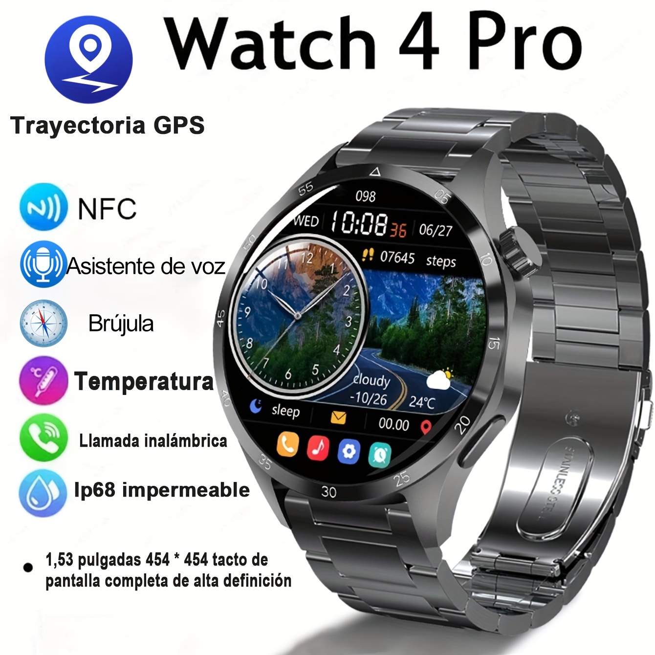 Reloj inteligente NFC para hombre, deportivo, con GPS, Bluetooth, llamadas,  frecuencia cardíaca, Dial personalizado, brújula, para Android e IOS,  novedad de 2024 - AliExpress