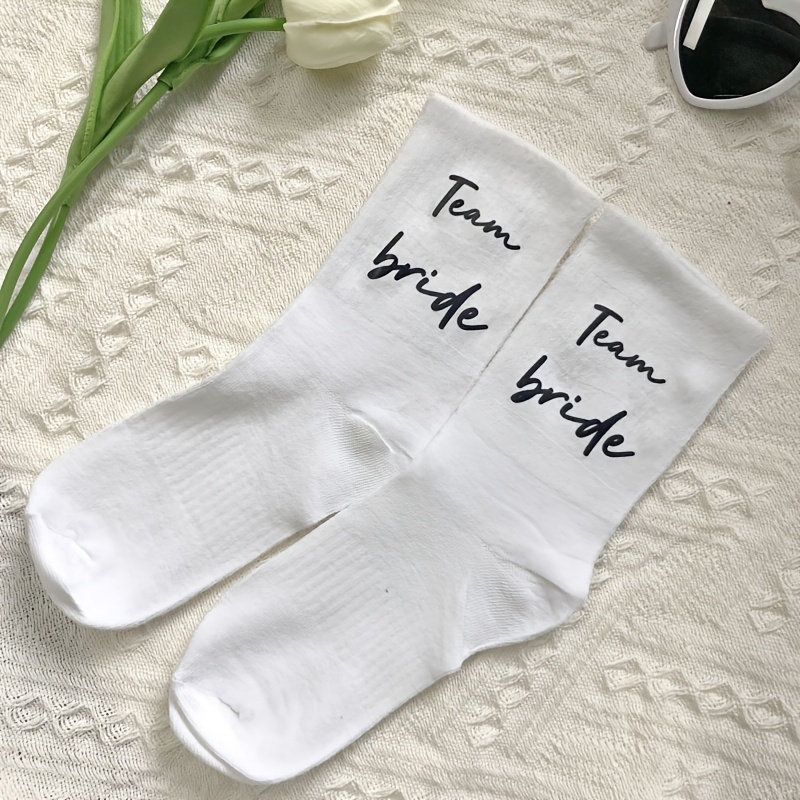 E-shop 1 Paar DIE BRAUT TEAM BRAUT Hochzeitssocken, aus mit Rippenstruktur, für Brautparty-Fotoprops Brautjungferngeschenke, kreative