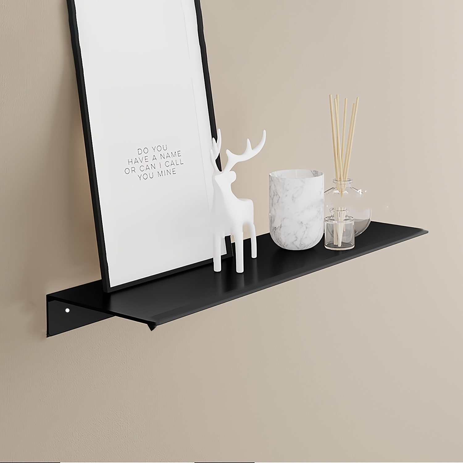 Image of Floating Shelf Bathroom Organizer, Drilled Installation, Vanity Storage Rack