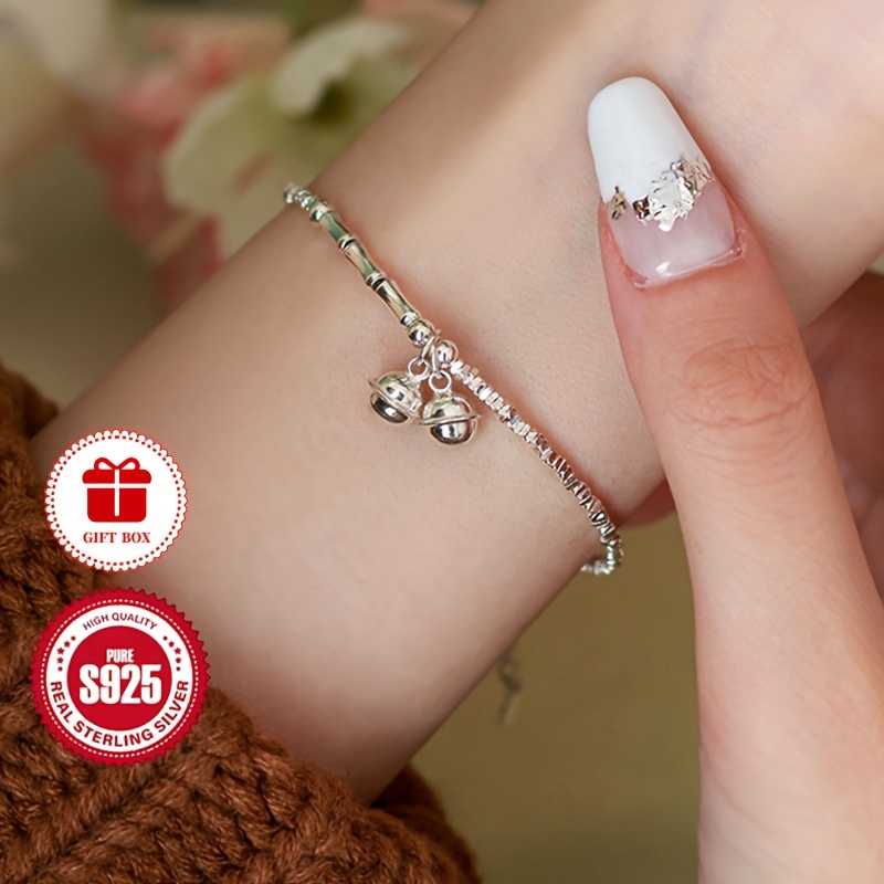 925 Silver Bracelet Vintage Bell Bead Stackable Jewelry