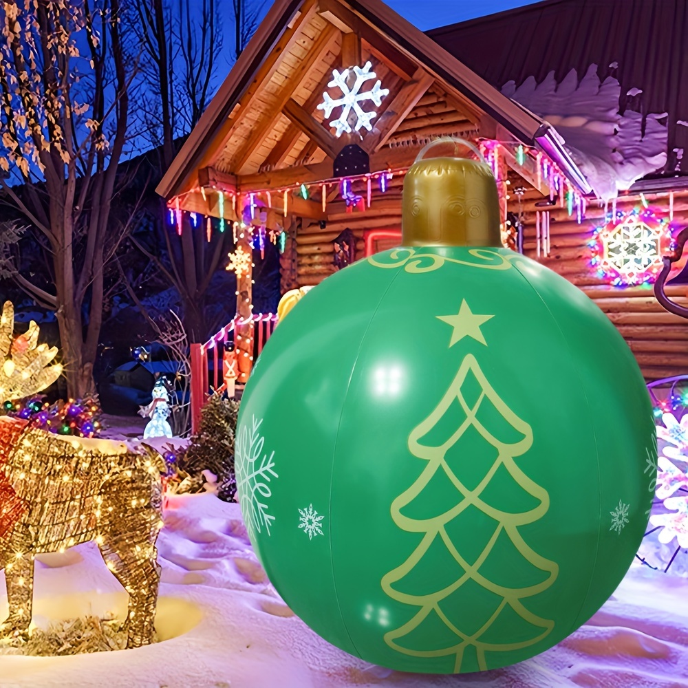 Pack De 3 Bolas Navideñas Inflables De 60 Cm - Decoración Exterior E Interior Para Jardín, Patio, PVC Impermeable (con Bomba)