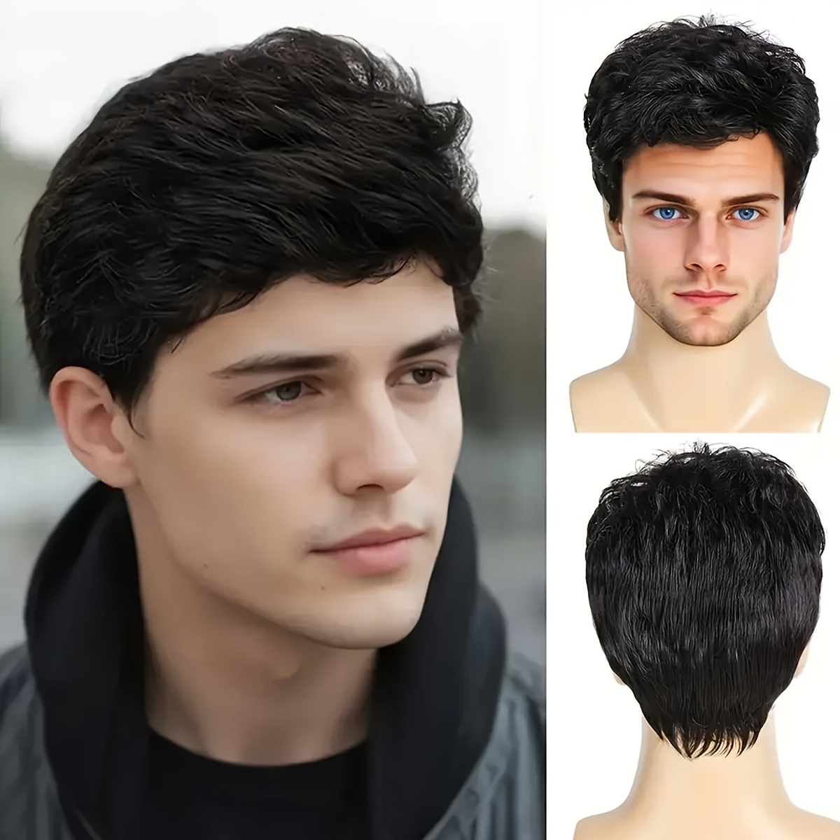 mens stylish business short haircut inches 150 density Temu