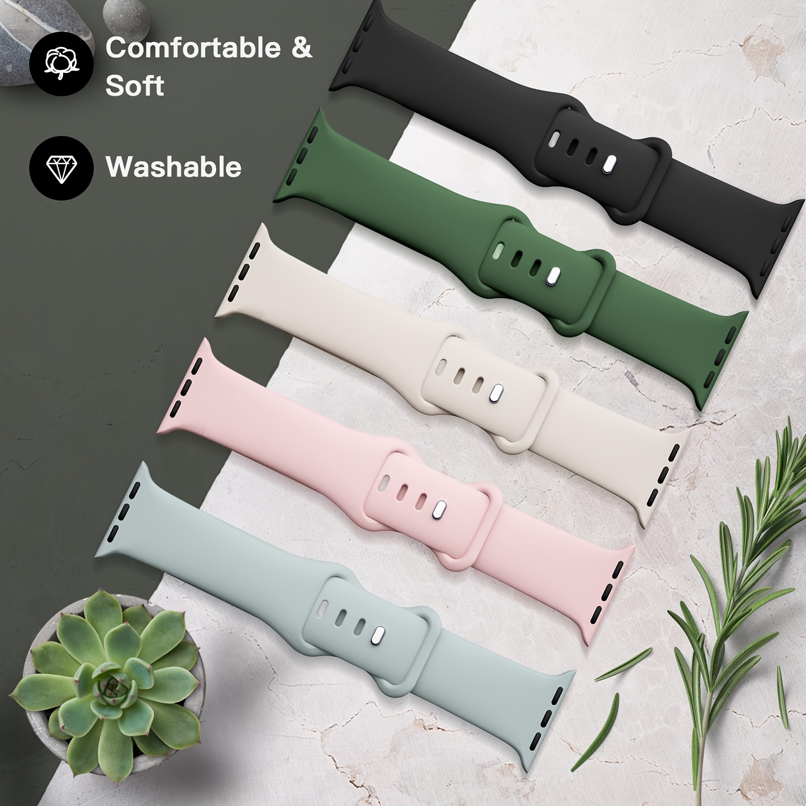 

5-piece Soft Silicone Sport Bands For Watch - Waterproof, Adjustable Straps Compatible With Iwatch Series 9/ultra/8/se/7/6/5/4/3, Fits 38mm To 49mm - Perfect Gift For Men & Women