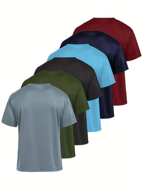 12pcs mens athletic short sleeve t shirts moisture wicking performance shirts in assorted colors red blue black green blue breathable polyester for casual outdoor and active wear workout gear versatile tshirts smooth texture workout shirts