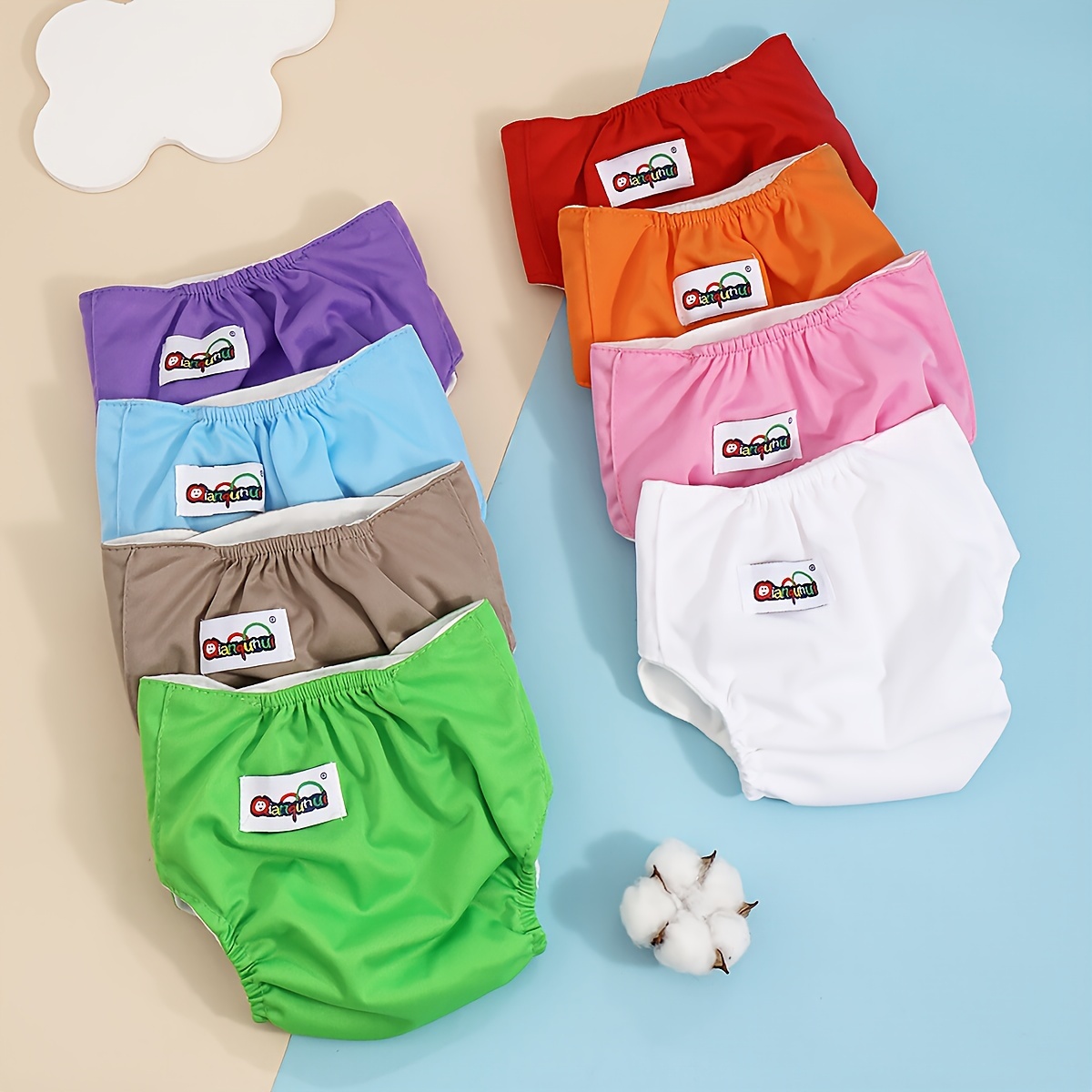 

3pcs Adjustable Plain Color Waterproof Training Diapers, Training Pants, Diaper Pants