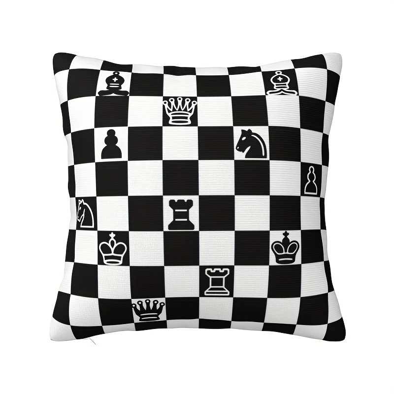 TEMU per cuscino decorativa a tema , dimensioni 45X45 cm - Con motivo a e con pezzi da , realizzata in tessuto tipo pelle di pesca, con chiusura a