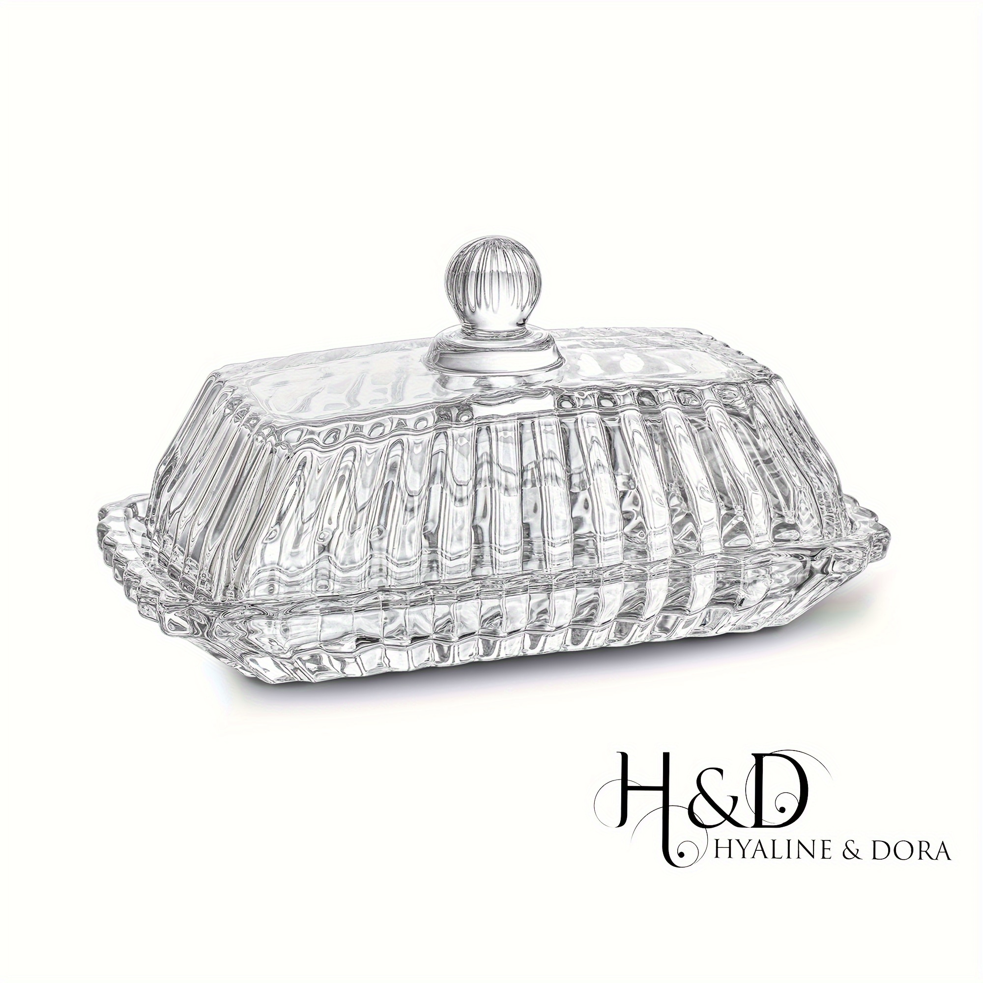 

H&d & 6.5'' Glass Butter Dish With Lid For Countertop Classic Covered Butter Container Butter Holder Kitchen Decor, Dishwasher Safe