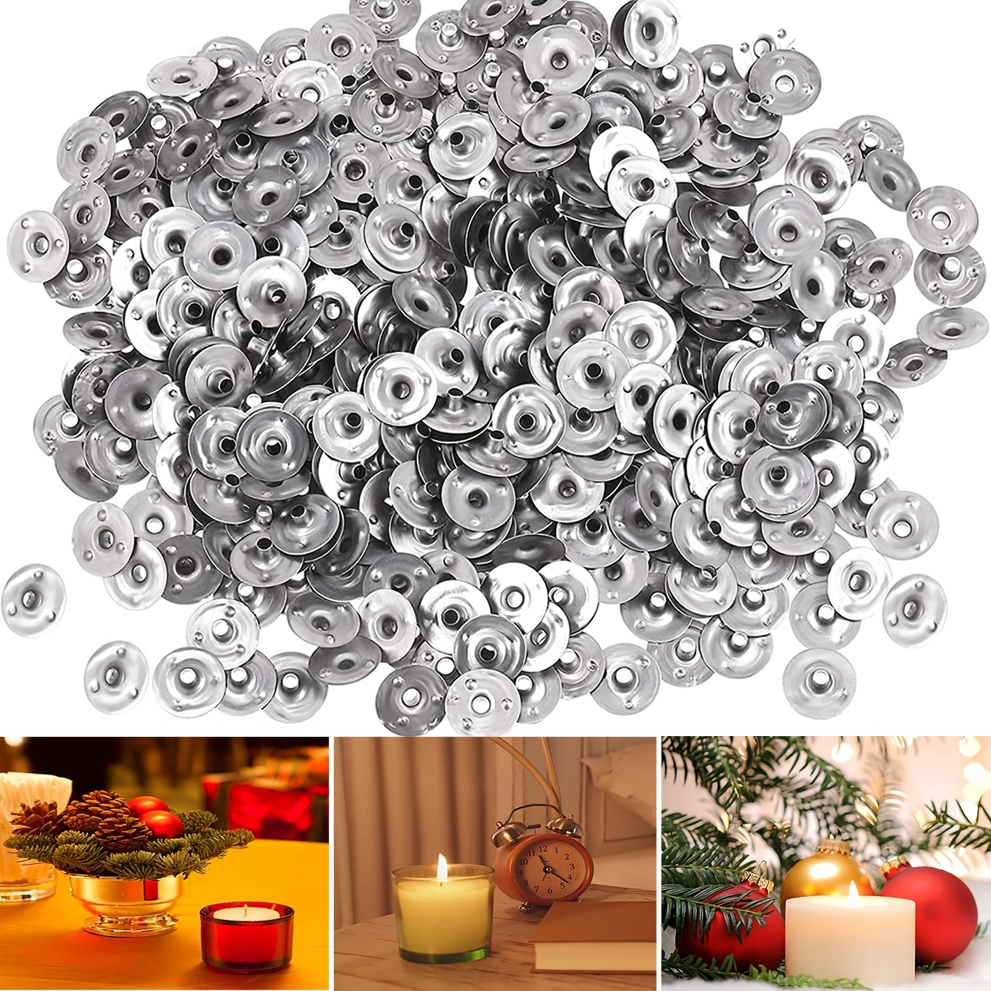 TEMU 300 unidades de bases de mecha de vela de 12.5 mm de diámetro, soportes de mecha de metal para materiales de velas hechas a
