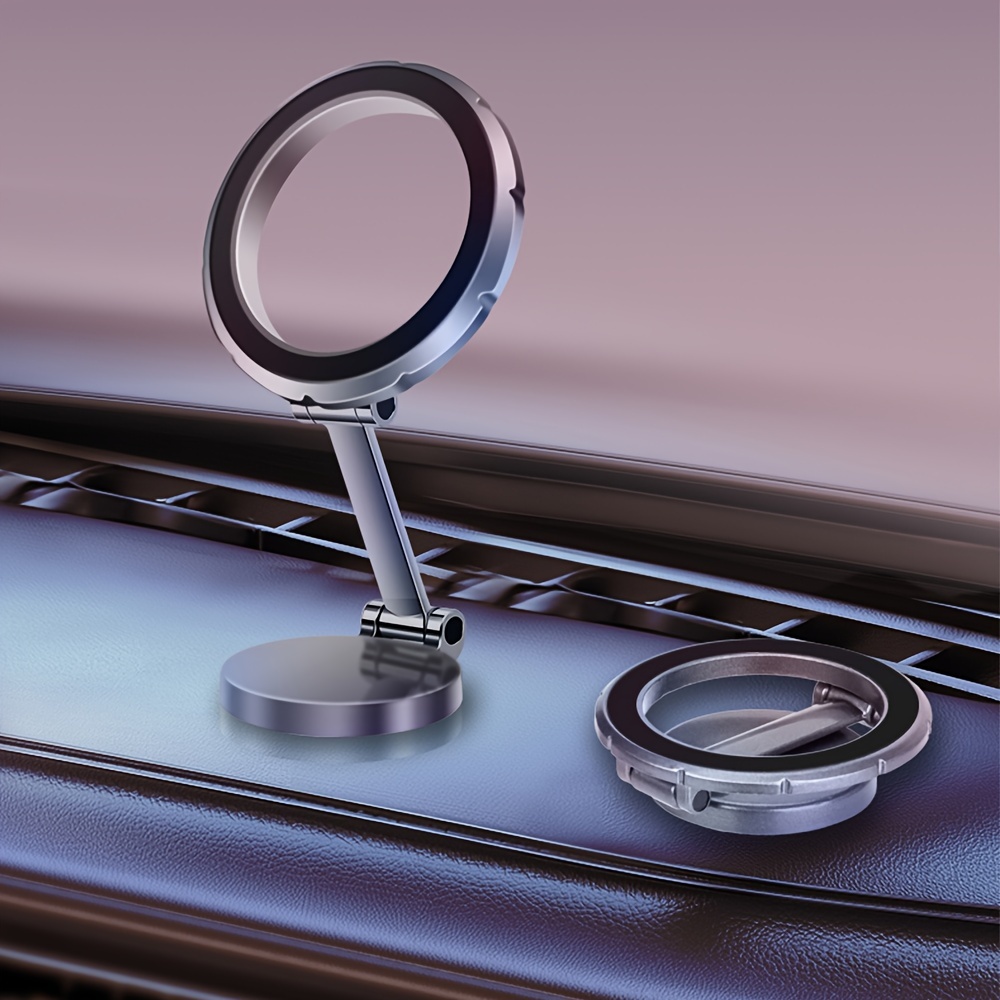 

360° Rotatable Magnetic Metal Car Phone Holder - Adjustable, Foldable & Space-saving Dashboard Mount Magnetic Car Phone Holder Magnetic Phone Holder For Car
