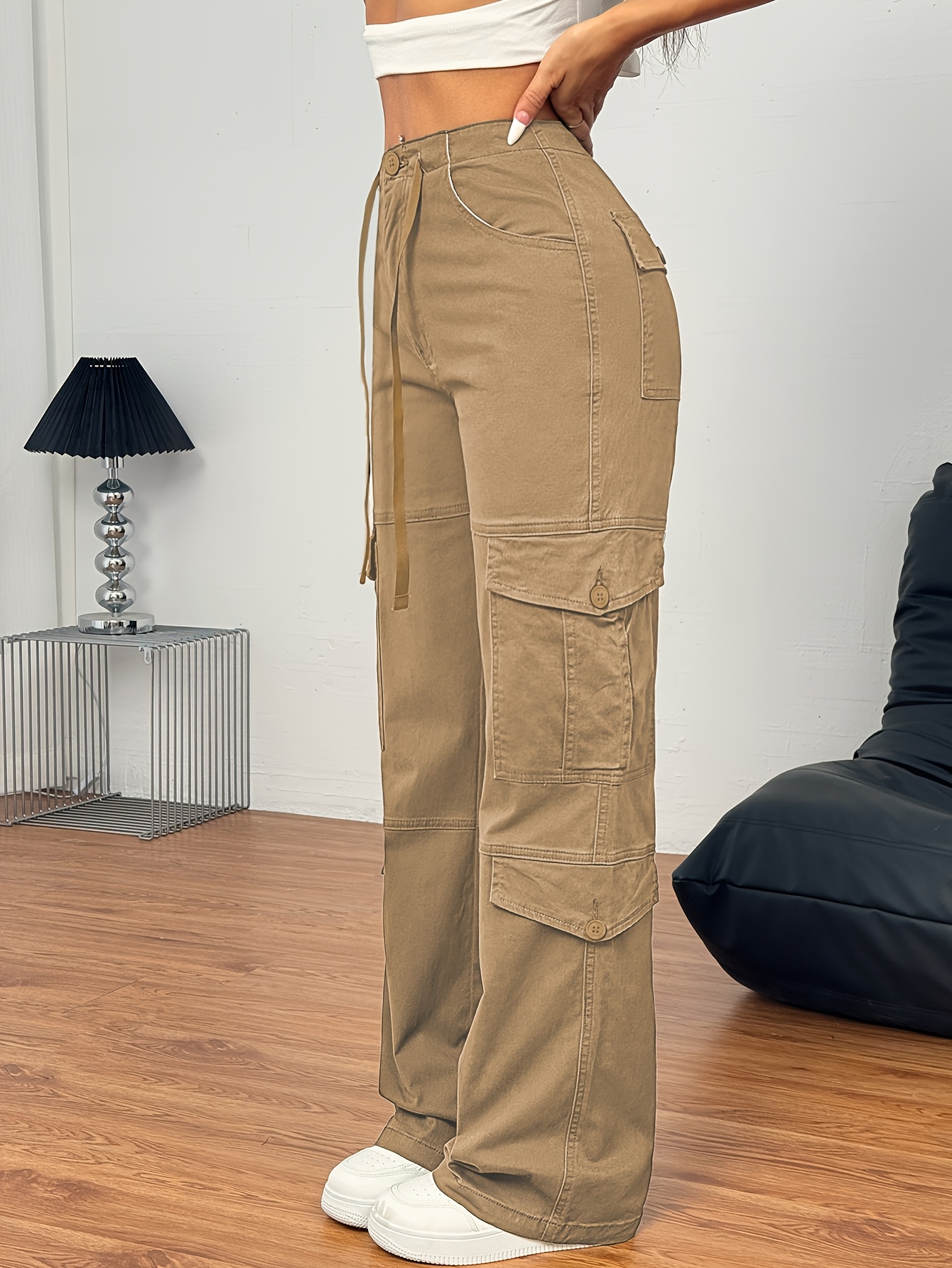 レディース y2k ストリートスタイル カーゴパンツ オリーブ