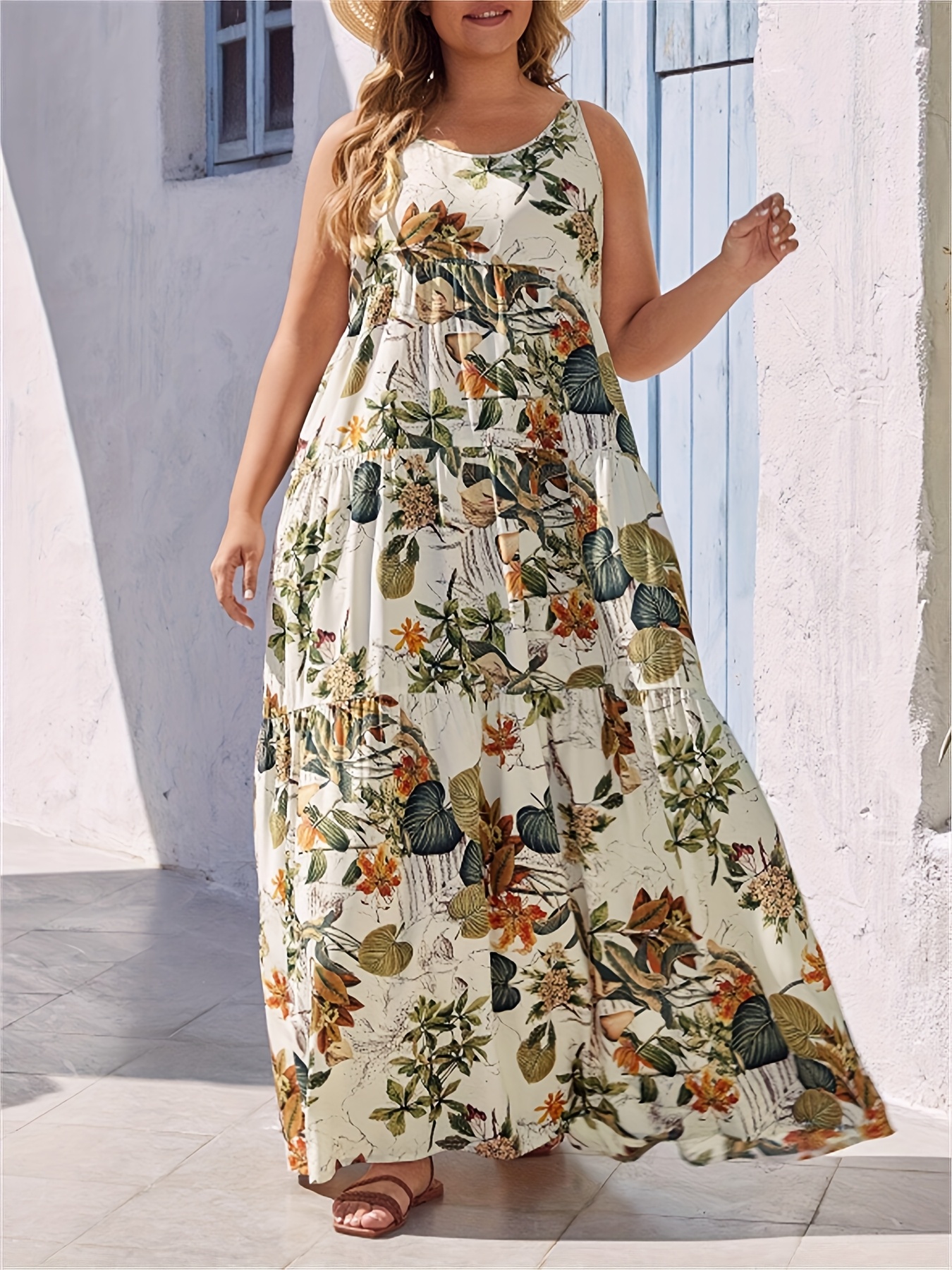 plus size bohemian floral print dress pockets - Temu Greece