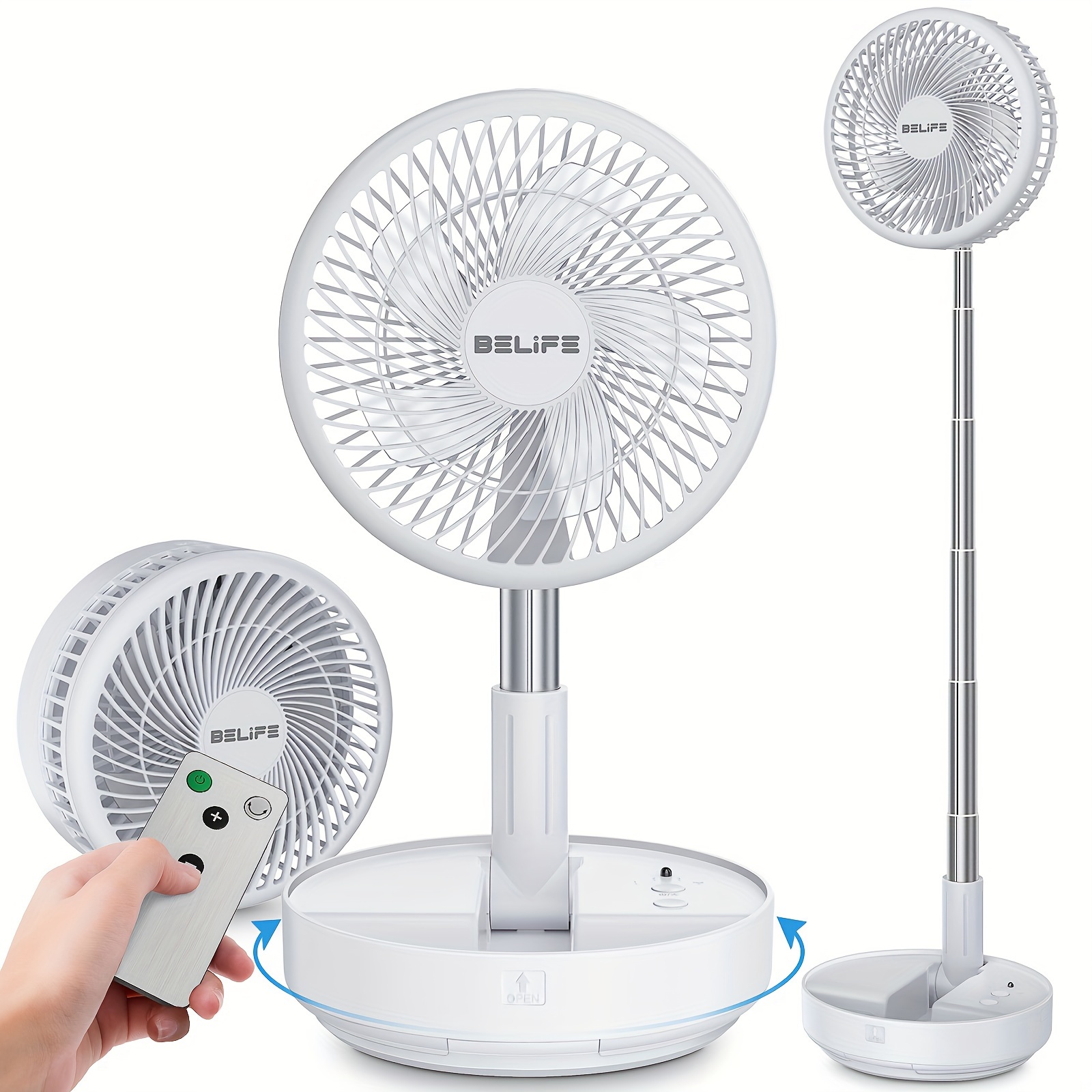 

Belife X8 Portable Fan, 7.7inch Oscillating Cordless Foldable Fan With Remote, 7200mah Rechargeable Battery Powerd Camping Fan For Travel Home Bedroom