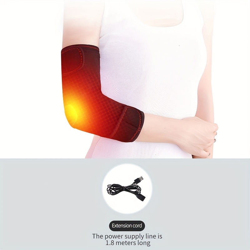 USB electric heated elbow bracket, heated wrapped elbow massager, three massage levels, adjustable heating mode, suitable for * men and women, best gift option (excluding adapter and battery)
