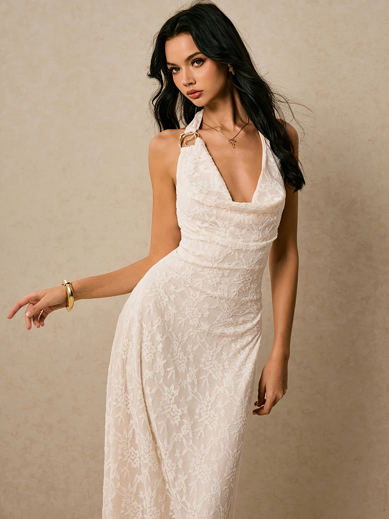 a white lace dress an extra long gown featuring a flowing - Temu Mauritius
