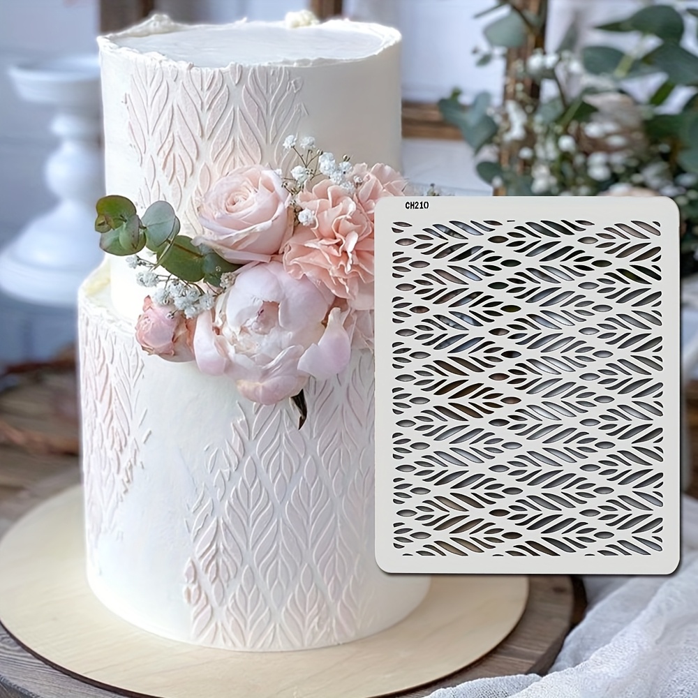 1-piece Cake Spray Flower Mold, Wheat Pattern Hollow Template, 9.84 X 7.87 Inches Pet Food-grade Material Cake Decorating Template, Wedding Birthday Party Cake Hollow Decoration Template