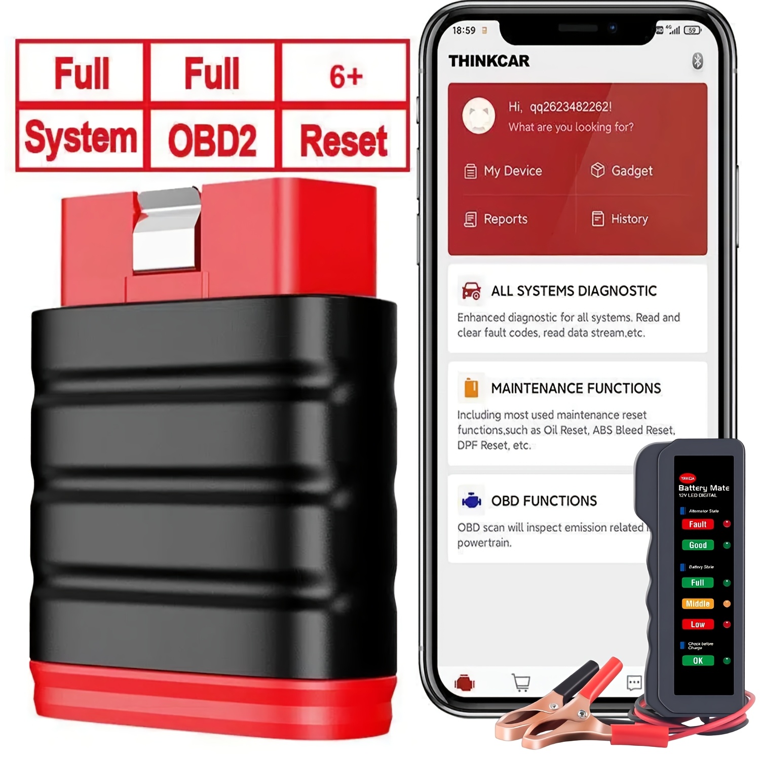 TEMU Thinkcar 2026 Upgrade Portable Car Full System Scanner   Bm310 Battery Tester, Bidirectional Diagnostic Tools, 6  (oil, Epb, Abs, Tpms, Sas,