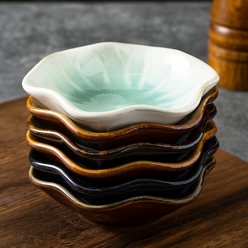 4 6pcs kiln transformed japanese   dish flavor dish vinegar dish   creative glaze underglaze small plate seasoning and pickles set Product details 6