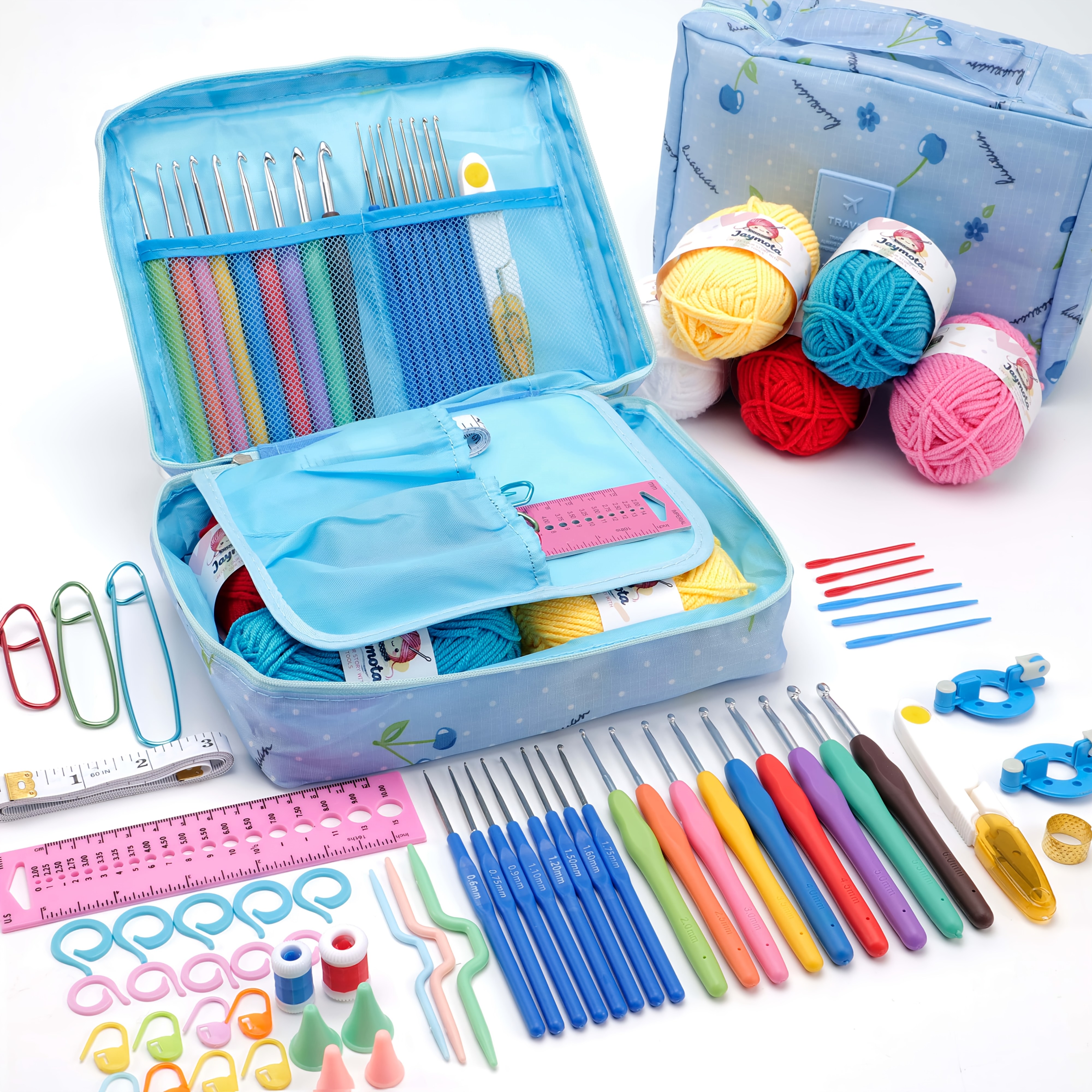 TEMU 67pcs Crochet Starter Kit Designed For Adult Beginners, Including Yarn, Hooks, A Book, And A Floral Bag - A Set Of Knitting Supplies For Women,