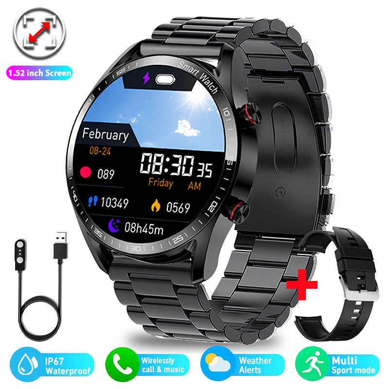 Image of Outdoor Sports Smartwatch, Wireless Call (answer/), Built-in Multiple , Water Resistant, Message Notification, Weather Display, Multiple Sports , Pedometer, Distance, , Sports , Men's Smartwatch
