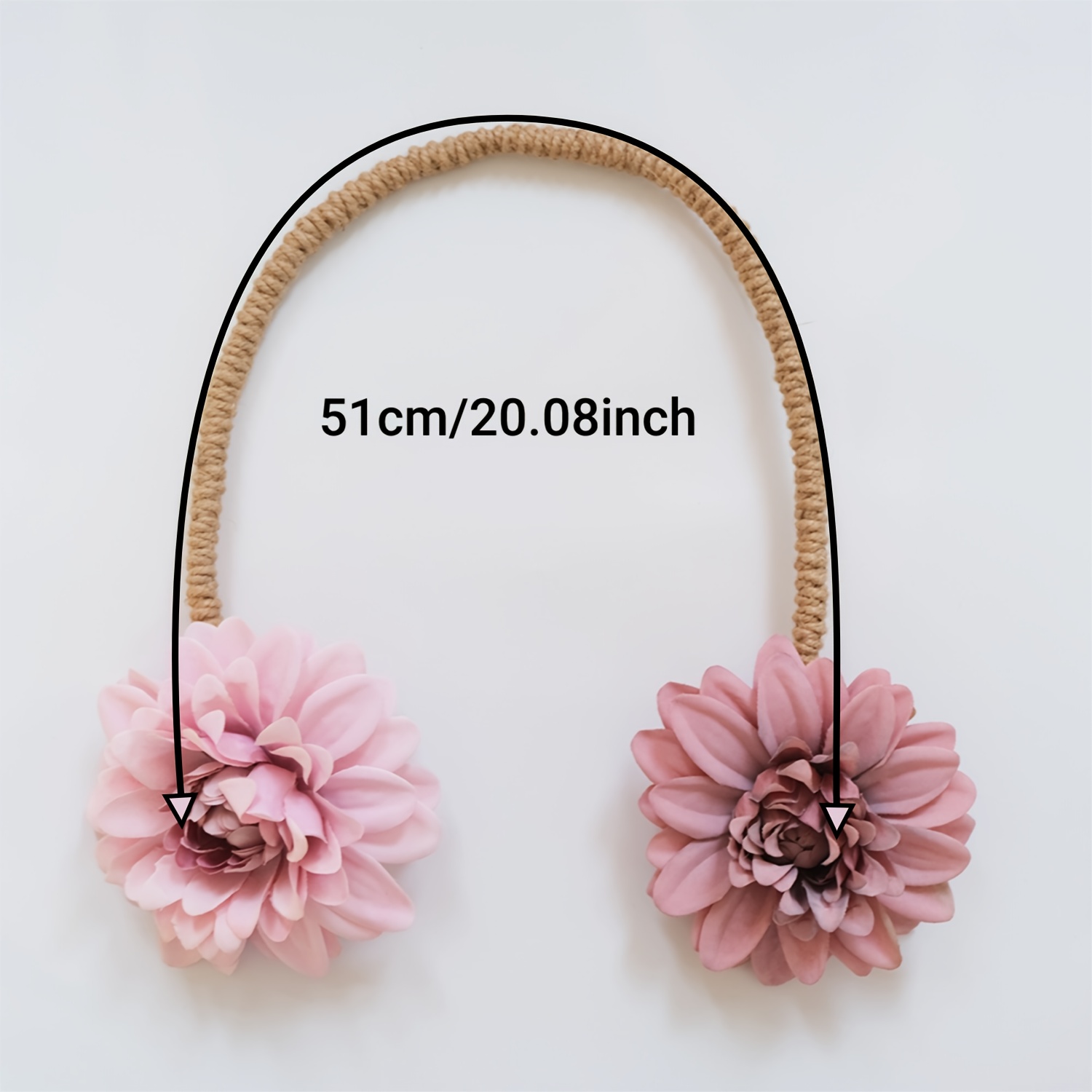 E-shop Blumen Vorhangbänder - Dekor Seil Vorhanghalter für Schlafzimmer/Wohnzimmer, Boho Rosa Blumen Vorhangbänder - Süße Deko Vorhanghalter