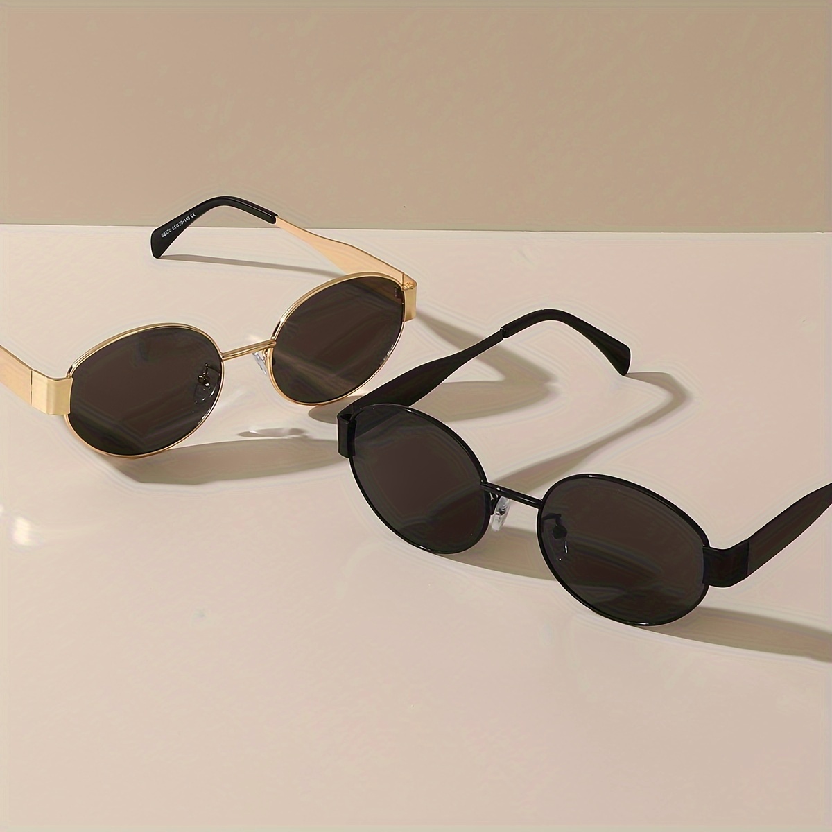 

2pcs Retro Oval Fashion Glasses Men And Women Fashion Glasses Classic Shade For Driving Travel