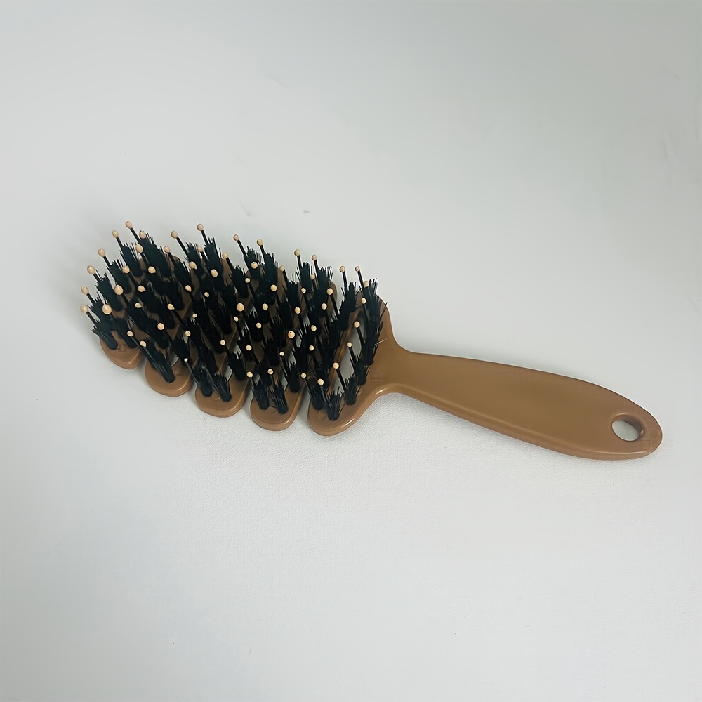 Image of 1pc Pine Tree Shaped Hair Brush Ergonomic Curved Design For Detangling, Styling And Smoothing Hair, Gentle Massage Scalp Stimulator, Durable Plastic Hairbrush For Men And Women