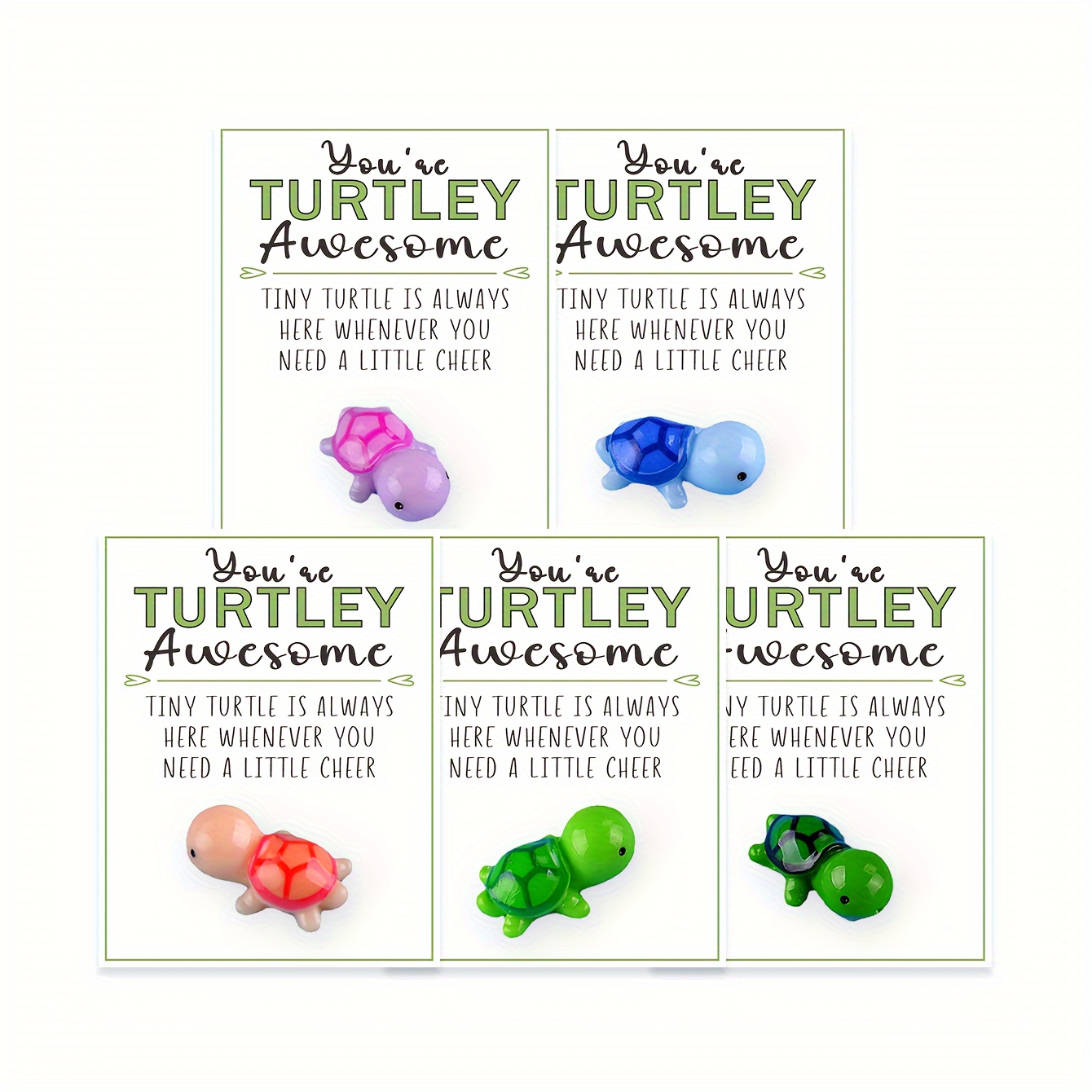 

charming" 5-pack Mini Turtle Hugs - Handcrafted Emotional Support, Perfect For Friends & Family, Includes Inspirational 'you're Awesome' Greeting Cards
