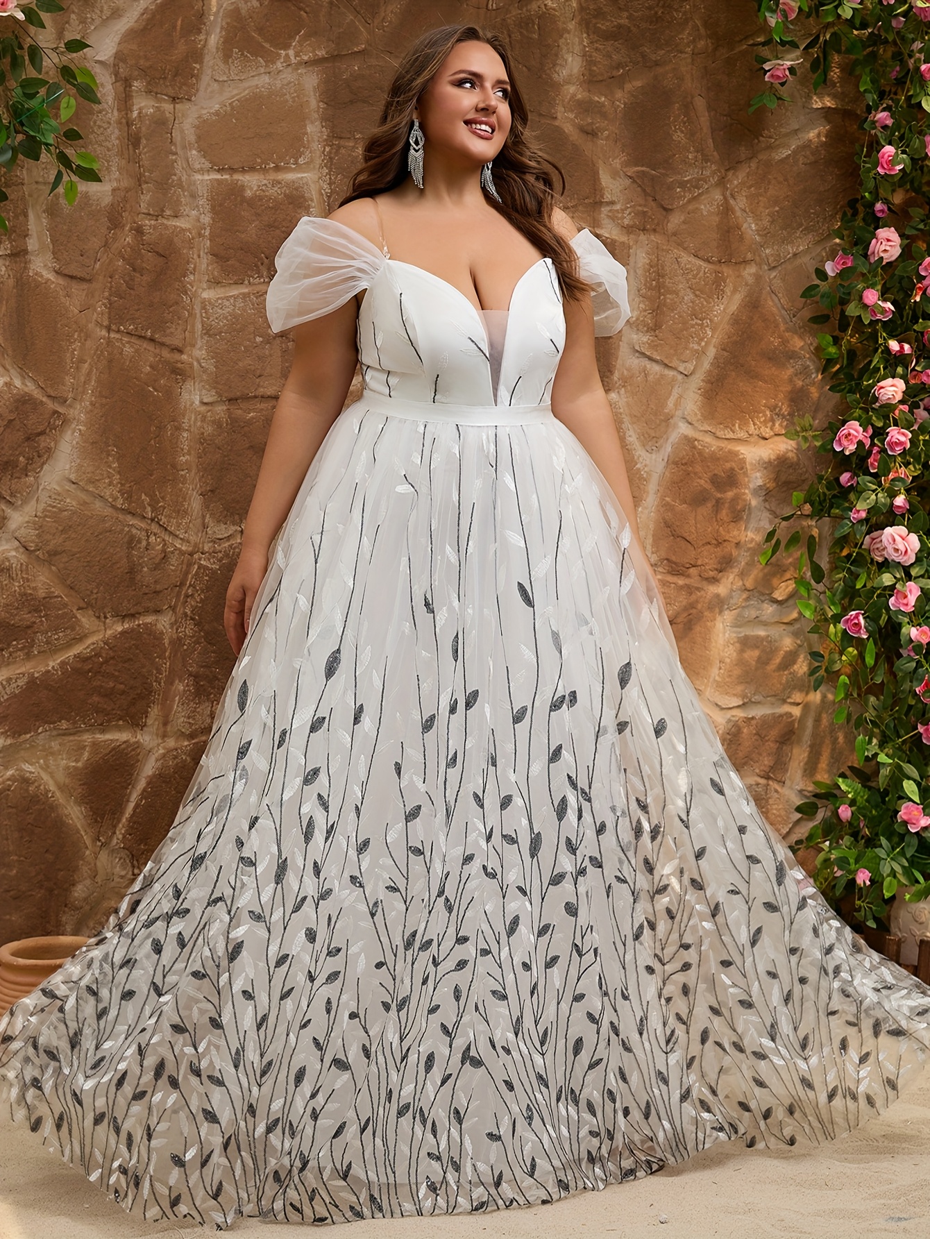white embroidered dress plus size White Floral Embroidered Sleeveless Maxi Dress – PinkBlush