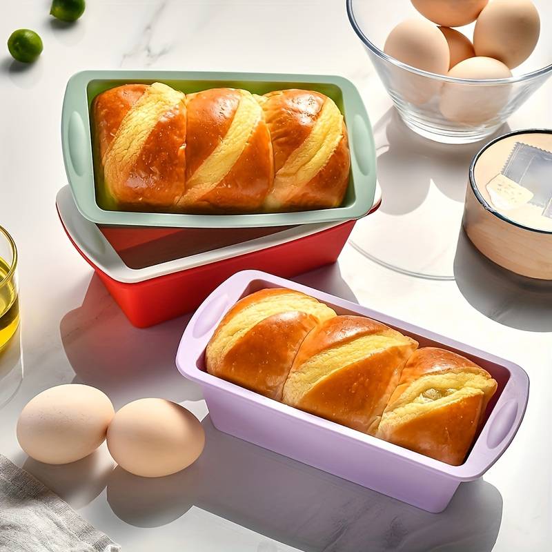 Moules à Cake En Silicone - Lot De 2, Rectangulaires 24,1 X 12,7 X 6,6 Cm, Antiadhésifs, Poignées - Pour Pains, Brownies, Cheesecakes