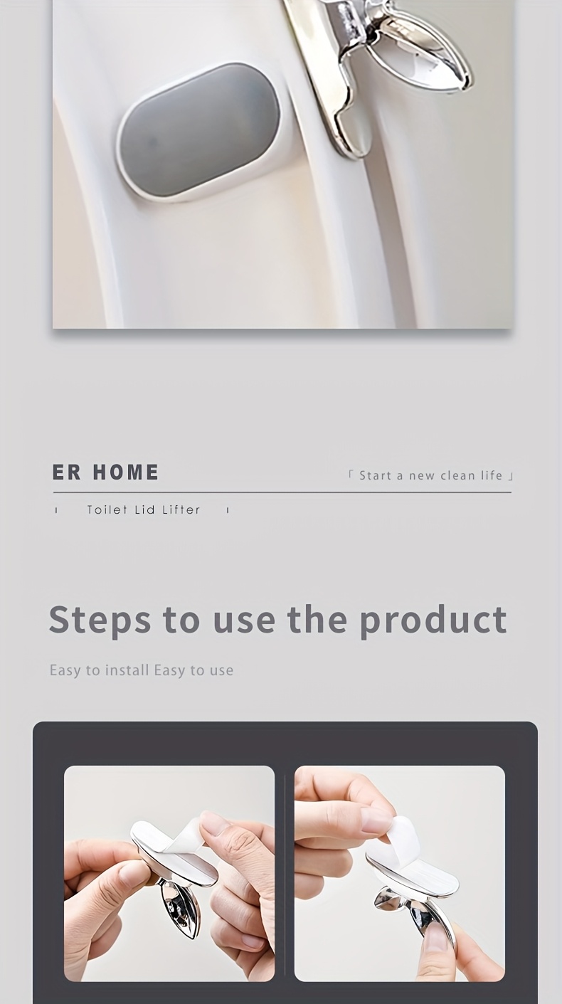 Toilet Lid Puller - No-Contact Hands-Free Toilet Cleaning Tool with Ergonomic Handle, Durable Plastic Bathroom Accessory for Easy Cleaning & Discreet Design, Toilet Accessories, Sleek Design, Smooth Finish