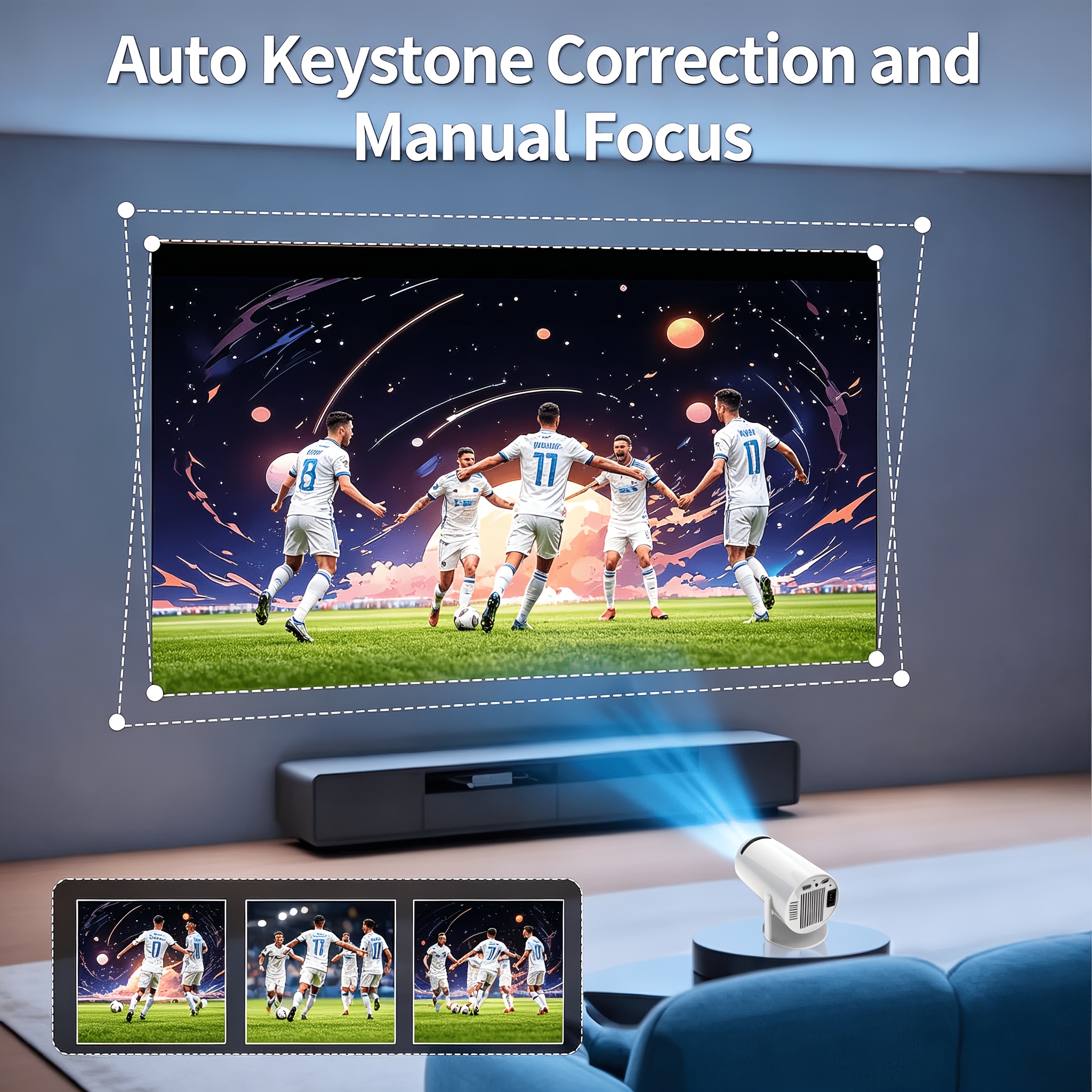 Mini Smart Projector Hy300pro Compatible For Home Theater, Tv/ Streaming, Built-in 11 Os, Local 720p Support 1080p Full Hd, Dual Wifi/bt, Usb- Portable Projector Suitable For , Gaming, Presentation
