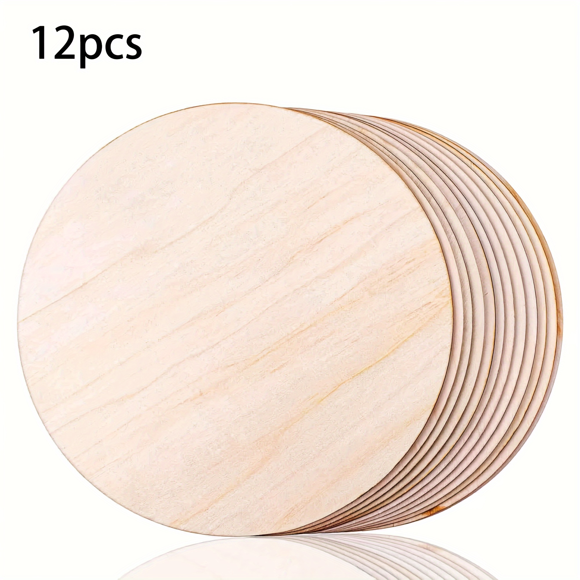 TEMU Plaque en bois ronde vierge 8x8in/20x20cm, Produits en bois vierges pré-percés, Découpes de papier en bois, Planche à dessin , Artisanat et