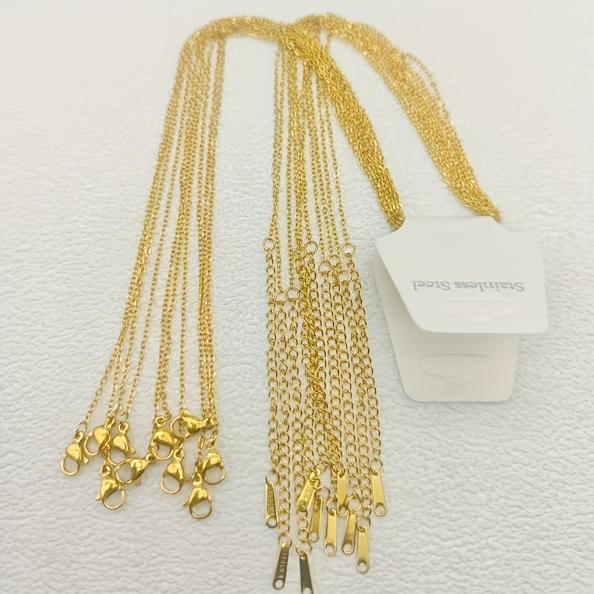 TEMU 10pcs/20pcs Collar de Acero Inoxidable Dorado/Color Acero Uso Diario