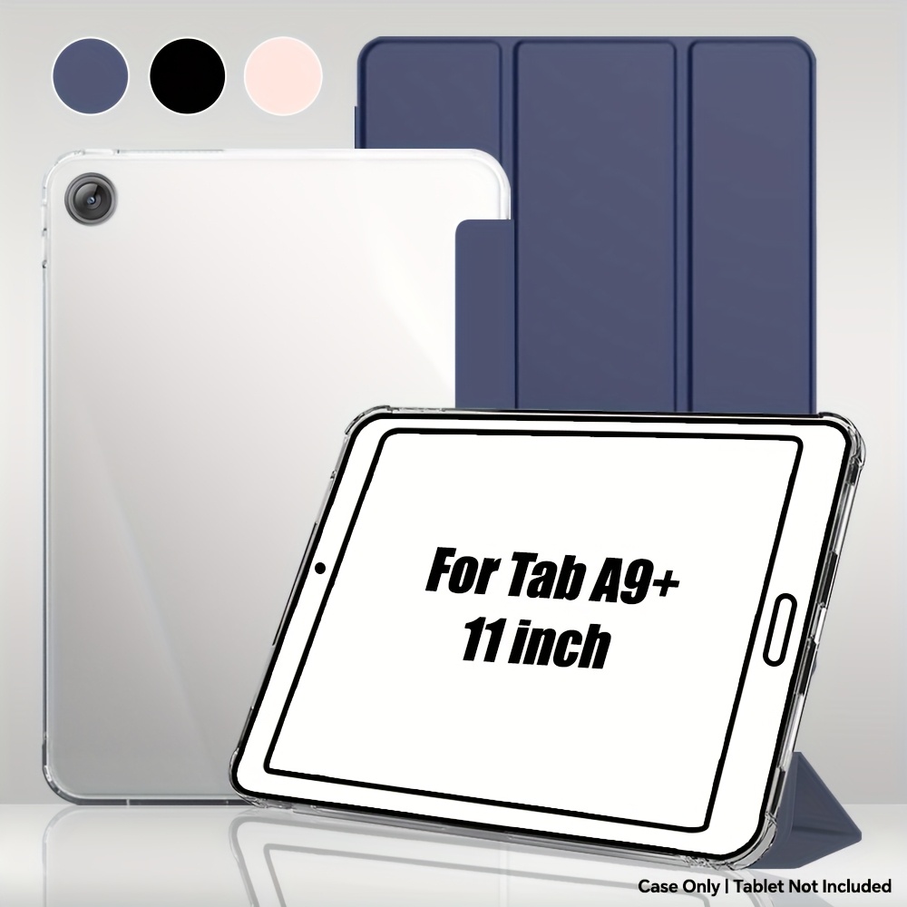 TEMU Étui pour Samsung Galaxy Tab A9+/A9 Plus 11 pouces 2023 Trois Poches Cuir Synthétique Intelligente Protection | Dos Mat Anti-Dérapant et