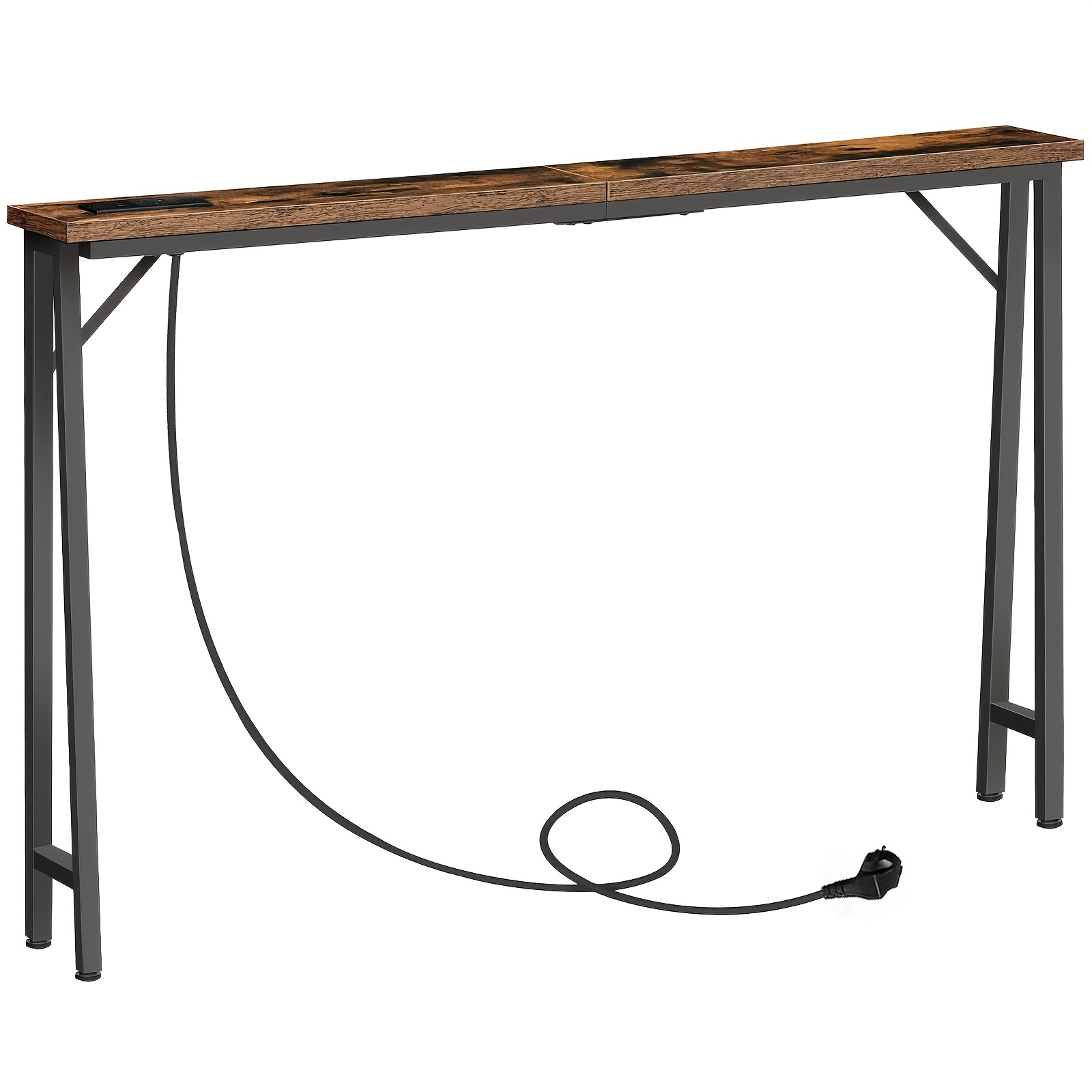 Image of 120cm Narrow Console Table, Slim Sofa Table With Power Outlet, Sofa Back Table With Charging Station, Long Sofa Side Table, Slim Entrance Table, For Living Room, Hallway, Foyer