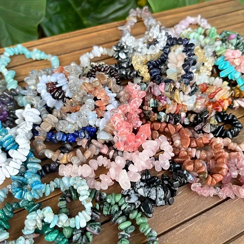 Boho Colored Stone Bracelet Set, Feminine Natural Stone Jewelry
