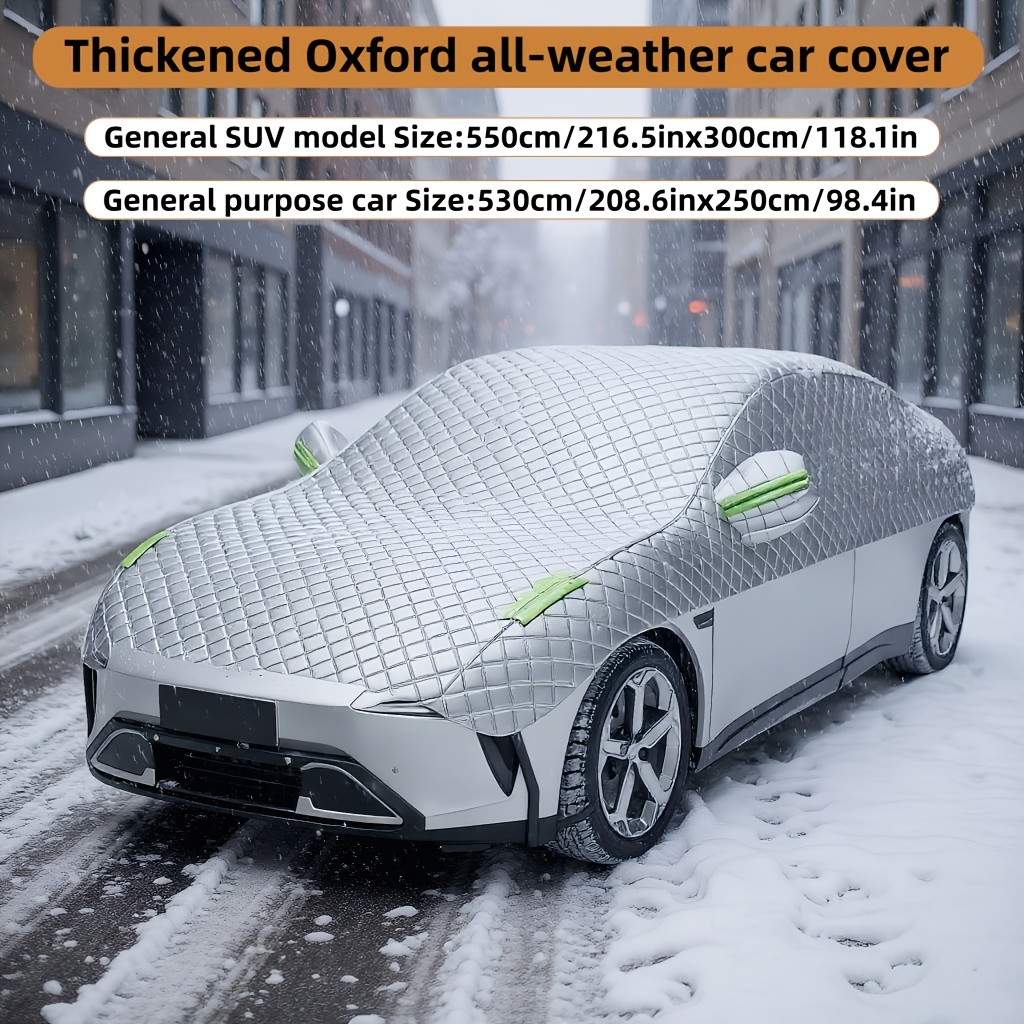 1pc heavy duty oxford cloth all weather cover compatible for suvs pickup fit   rain dust windproof car cover with off outdoor vehicle storage shield Product details 3