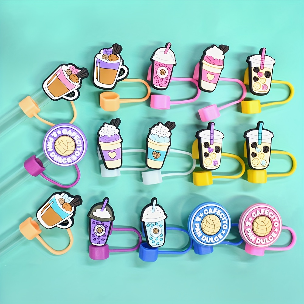 

15-piece Cute Kawaii Milk Tea Silicone Straw Toppers Set - Reusable, Food-safe Covers For 10mm Straws - Perfect For Coffee & Outdoor Cooking