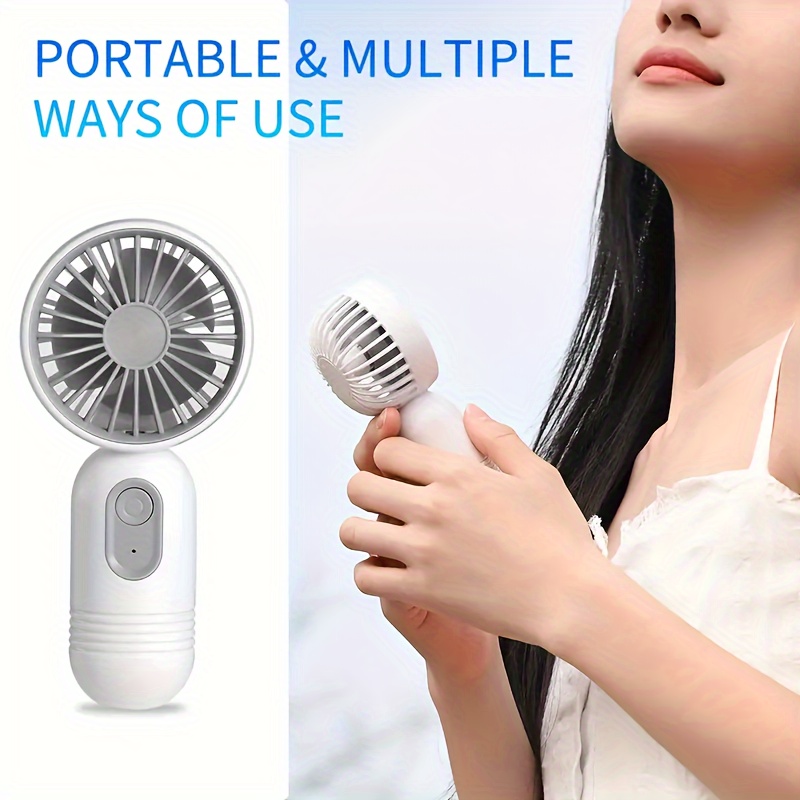 1pc portable mini handheld fan usb rechargeable quiet desk personal fan 3   adjustable summer gift plastic material ideal for   use details 2