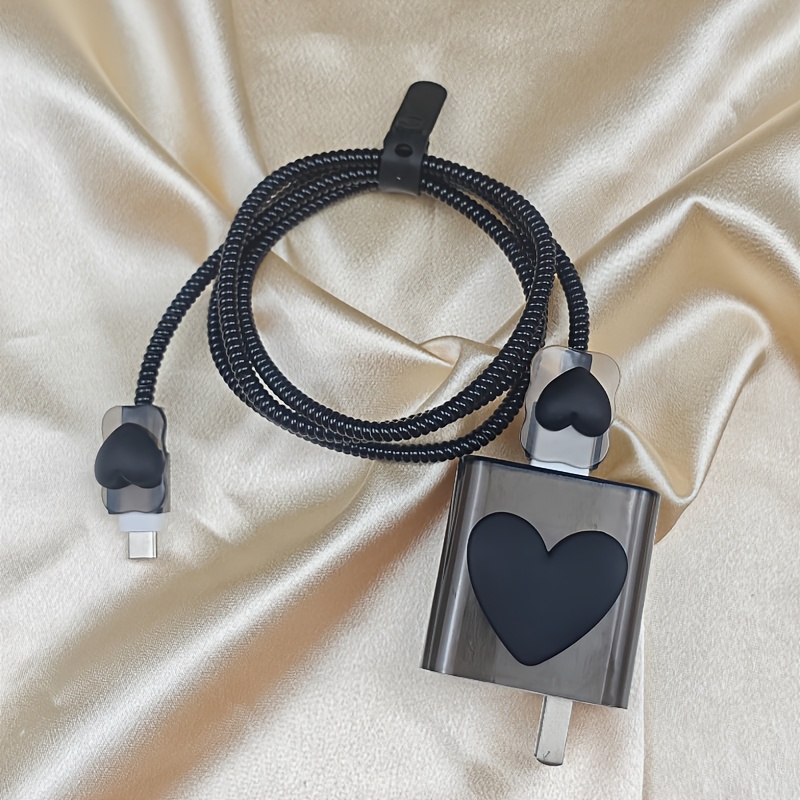 TEMU 5 piezas/juego de negra de amor para cargador Xiaomi, transparente para cable de Redmi para cabezal de cargador rápido de 90/67W, anti-rotura